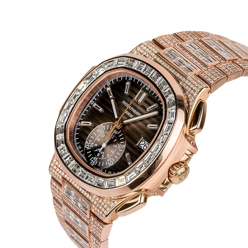 Custom Diamond Set Rose Gold Patek Philippe Nautilus 5980