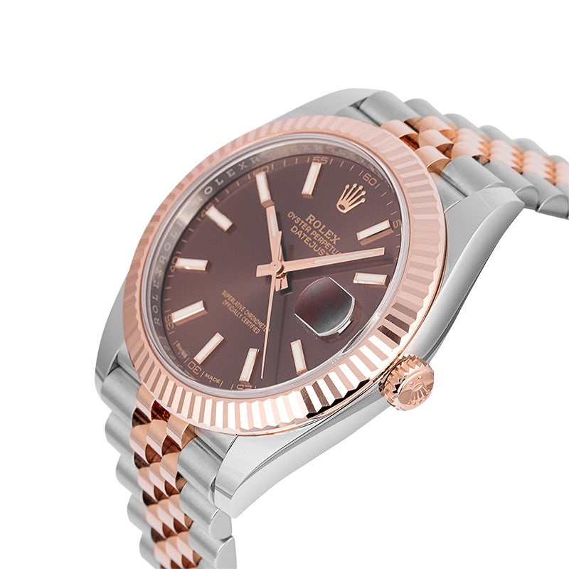 Rolex Datejust 41 Steel and 18ct Everose Gold Chocolate/Index Dial Jubilee 126331