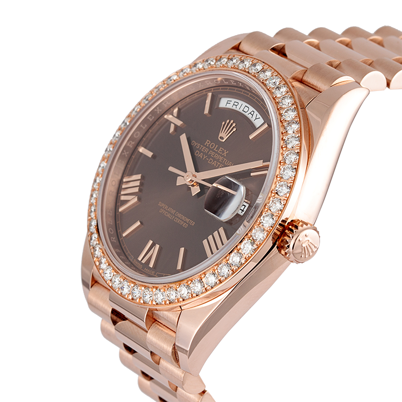 Rolex Day-Date 40 18ct Everose Gold with Custom Bezel 228235