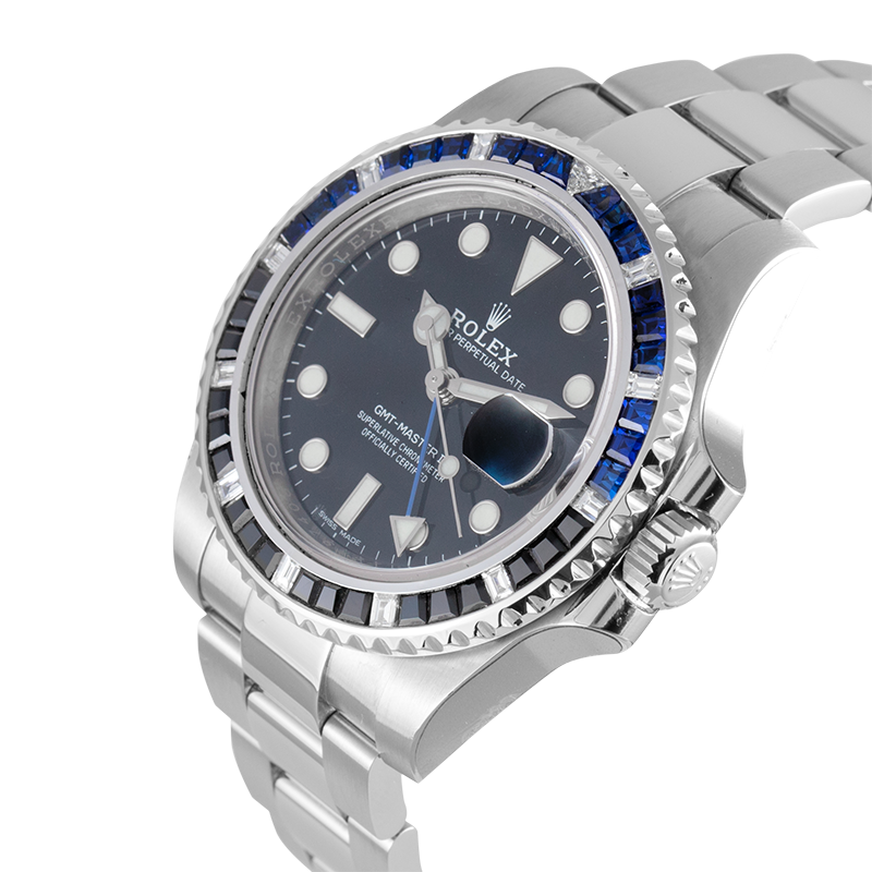 Rolex GMT-Master II Stainless Steel with Custom Black/Blue Bezel 116710BLNR