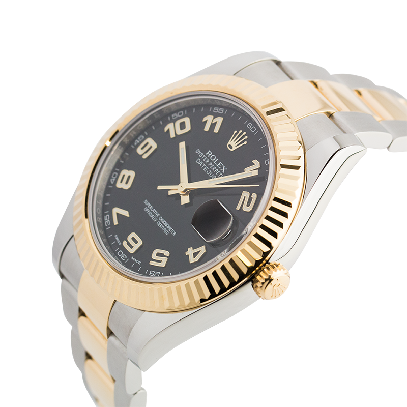 Rolex DateJust II 41mm Steel/Gold Black/Arabic Oyster 116333