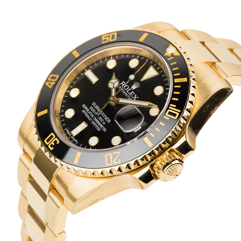 Rolex Submariner 18ct Yellow Gold Black Dial And Bezel 116618LN