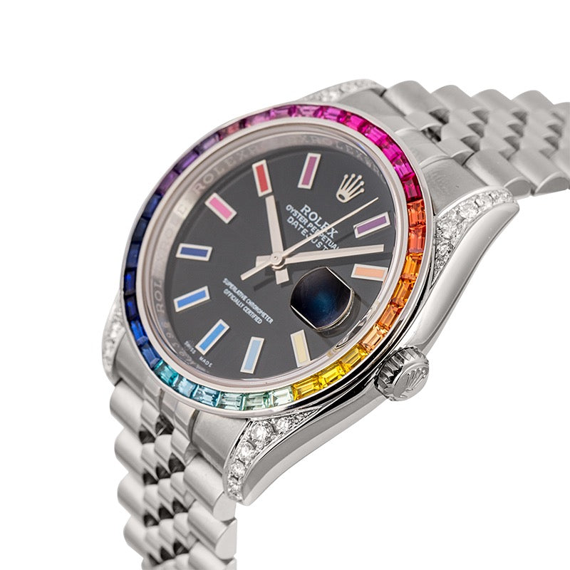 Rolex Datejust 36 Custom Diamond Set with Rainbow Bezel and Dial