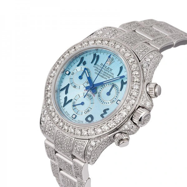 Side view of Rolex Daytona 116509 White Gold with Custom Blue Dial
