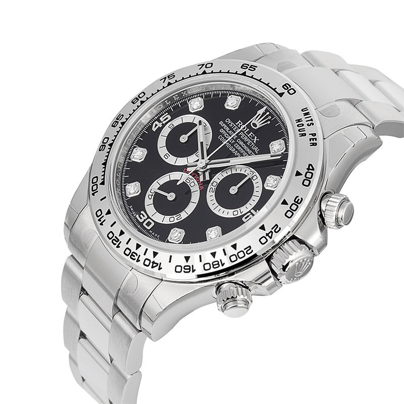 Rolex Daytona 18ct White Gold Black/Diamonds 116509