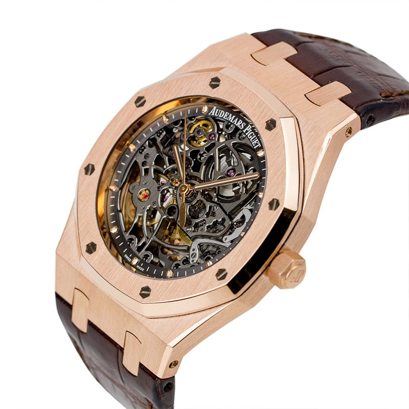 Audemars Piguet Royal Oak 39mm Pink Gold Openworked Leather Strap 15305OR.OO.D088CR.01