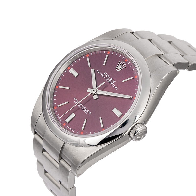 Rolex Oyster Perpetual 39 Steel Red Grape Dial Steel 114300