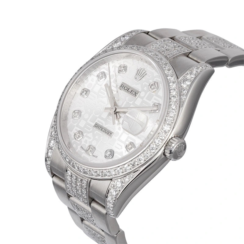Side view of Custom Diamond Set Rolex Datejust 36 116200