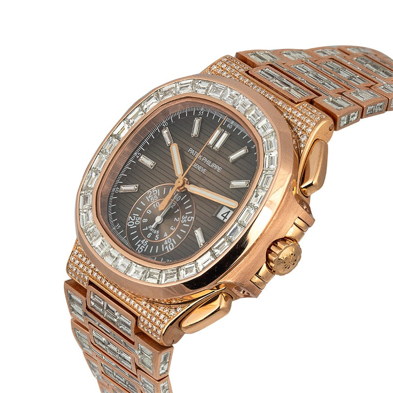 Custom Diamond Set Rose Gold Patek Philippe Nautilus 5980