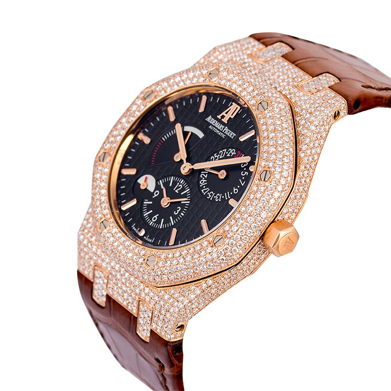 Custom Diamond Set Audemars Piguet Royal Oak Dual Time Rose Gold