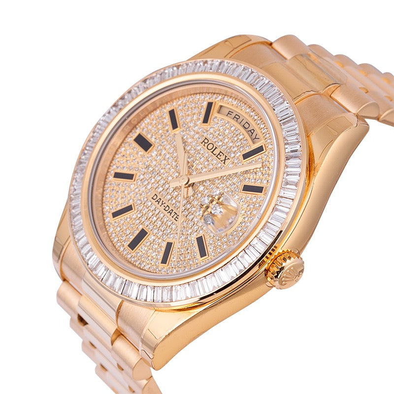 Rolex Day-Date 41 18ct Yellow Gold with Custom Diamond Set Bezel and Dial 218238