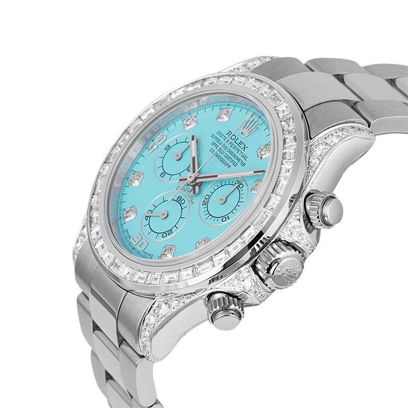 Rolex Daytona 18ct White Gold Diamond Set with Custom Tiffany Blue Dial 116509