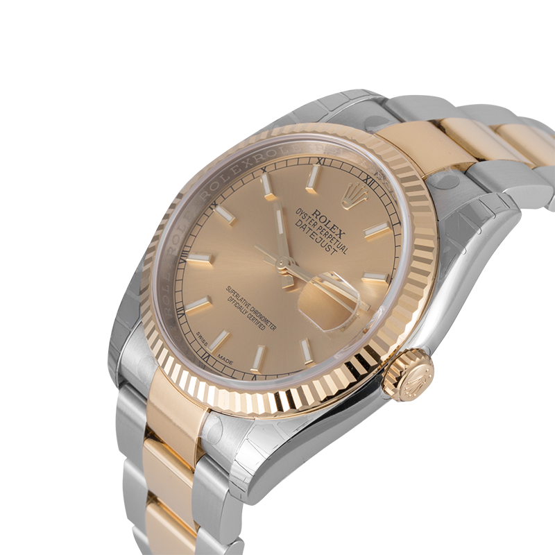 Rolex DateJust 36 Steel & Yellow Gold Champagne Dial Oyster 116233