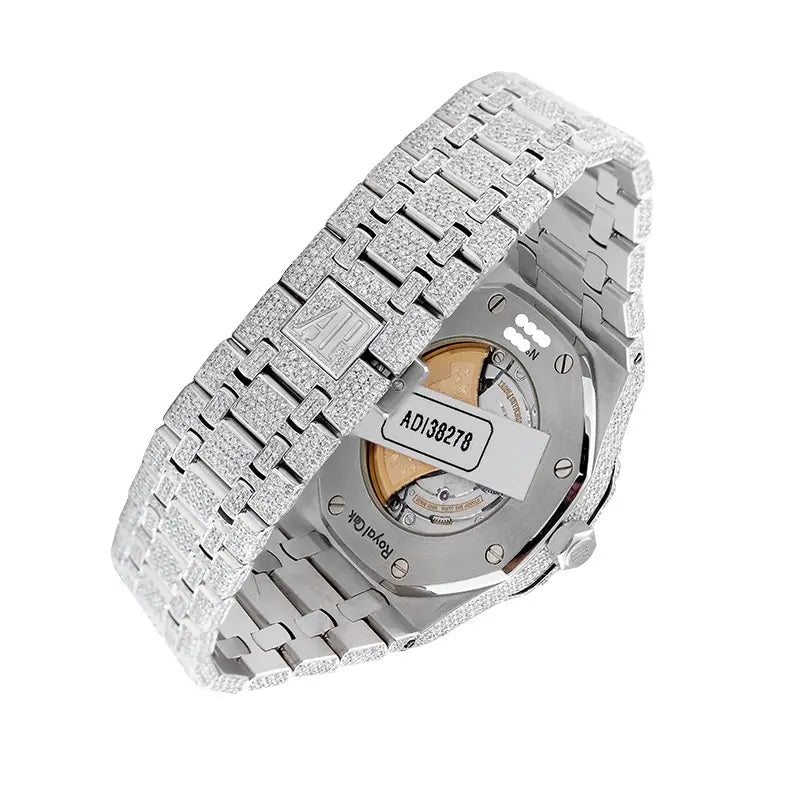 Bracelet and case back view of the Audemars Piguet Royal Oak 15400ST Custom Diamond Set