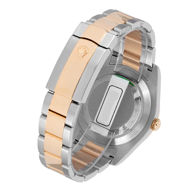 Back view of Rolex DateJust II 41mm watch custom Olive Green dial 116333