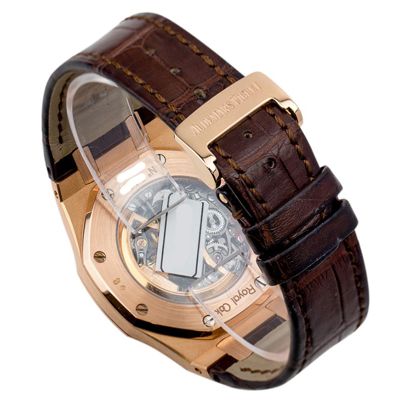 Audemars Piguet Royal Oak 39mm Pink Gold Openworked Leather Strap 15305OR.OO.D088CR.01