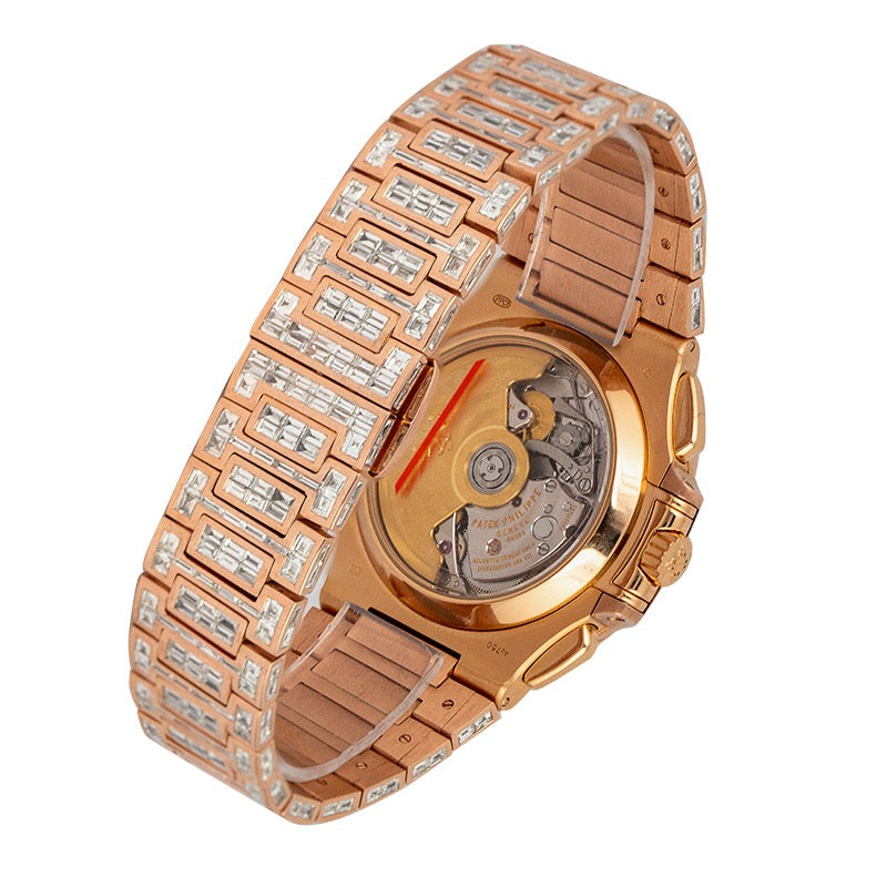 Custom Diamond Set Rose Gold Patek Philippe Nautilus 5980