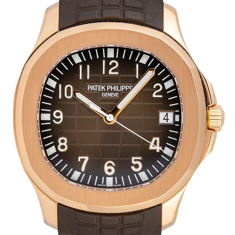 5167 R Patek Philippe Aquanaut 5167R Rose Gold Brown Rubber Strap Watch