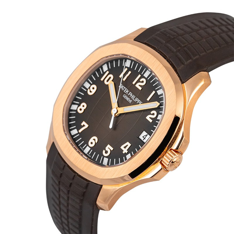 5167 R Patek Philippe Aquanaut 5167R Rose Gold Brown Rubber Strap Watch