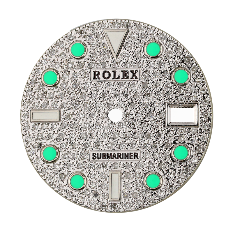 Rolex Submariner 40mm Diamond Pavé/Green Index Custom Dial