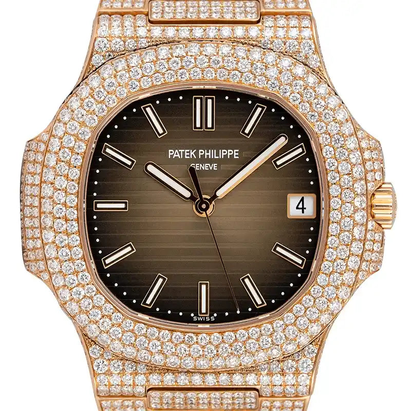 Custom Diamond Set Patek Philippe Nautilus Rose Gold 57111R Watch