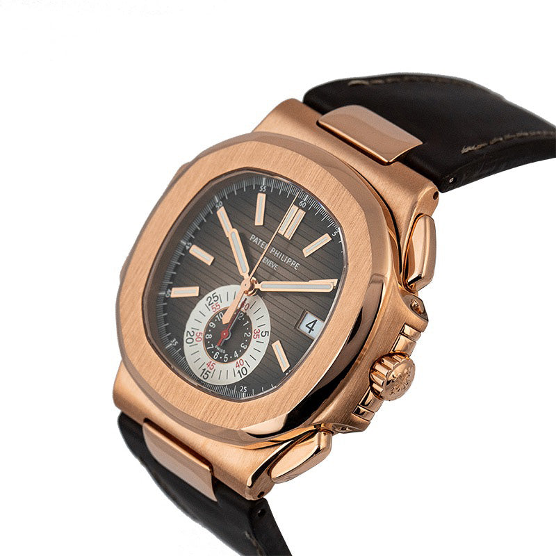 Patek Philippe Nautilus Rose Gold & Leather Strap 5980R-001