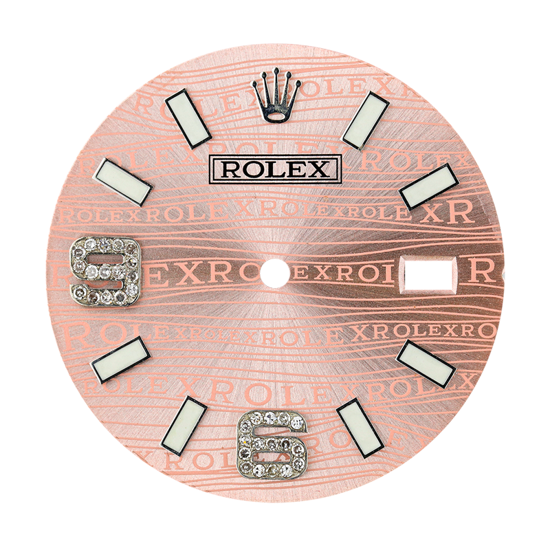 Rolex DateJust 36mm Pink Print Diamond Numerals Custom Dial