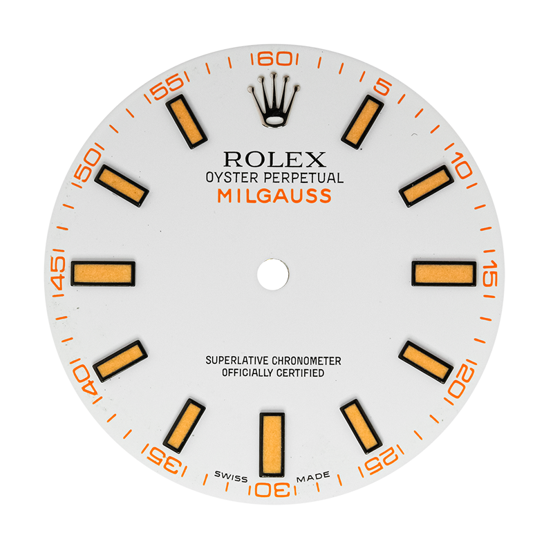 Rolex Milgauss White/ Orange Indexes Original Factory Dial