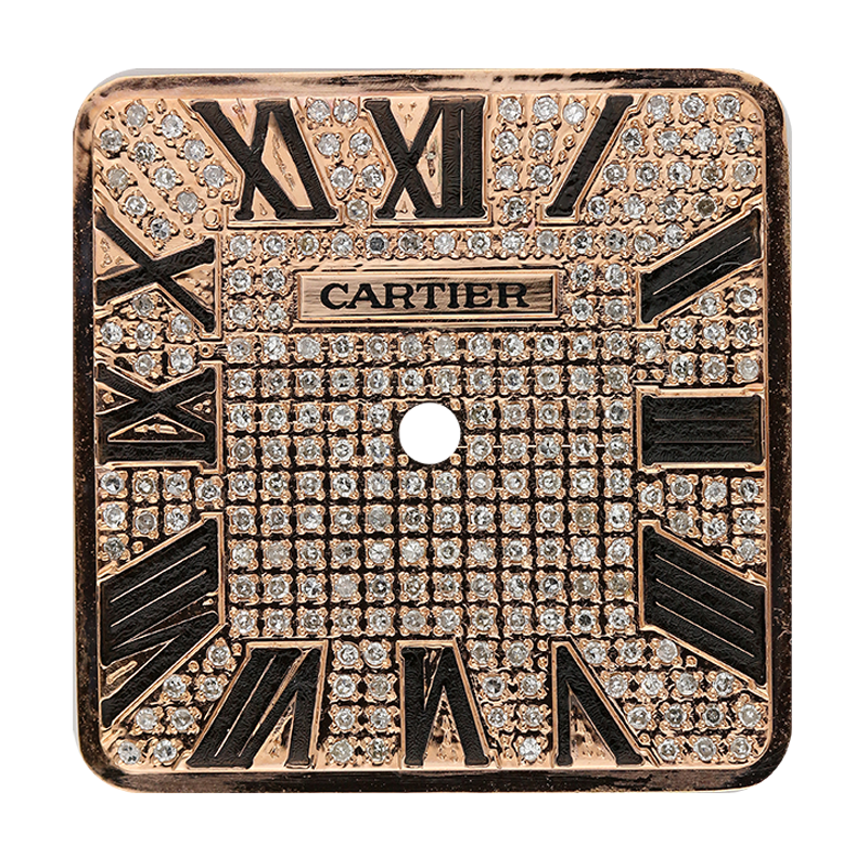 Cartier Santos 100 Large Rose Gold Diamond Pavé Custom Dial