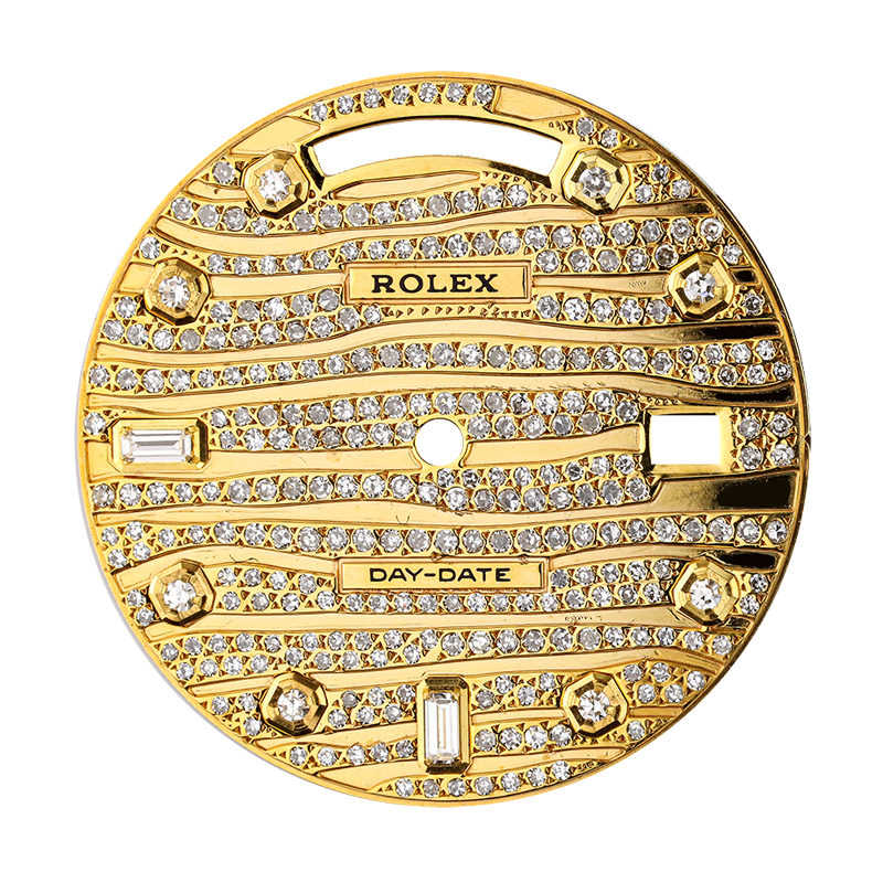 Rolex Day-Date 41mm Gold Wave Design Diamond Set Custom Dial