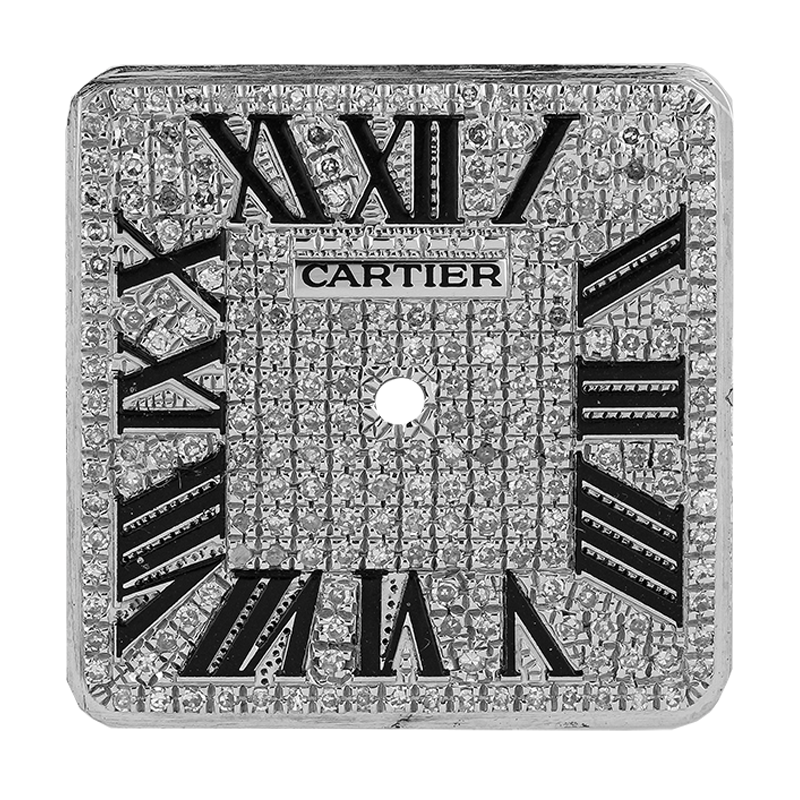 Cartier Santos 100 Midi Diamond Pavé/Black Roman Numerals Custom Dial