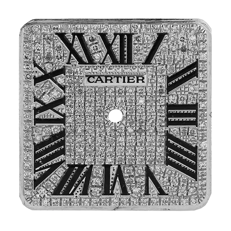 Cartier Santos 100 Midi Diamond Pavé/Black Roman Numerals Custom Dial