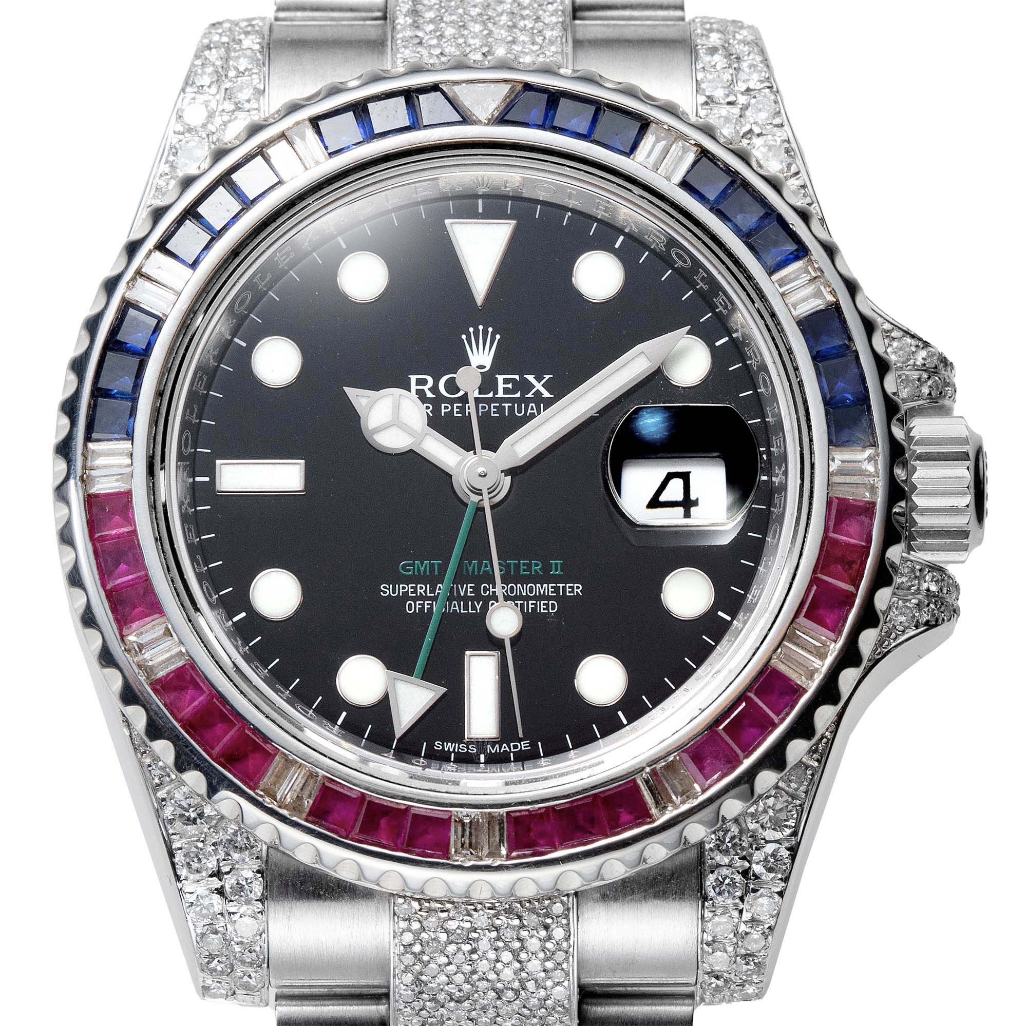 Rolex GMT-Master II Steel Custom Pepsi Bezel Diamond Set 116710LN