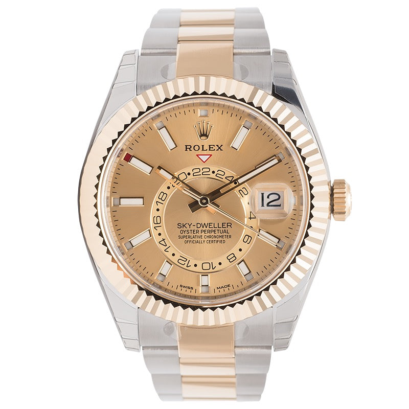 Rolex Sky-Dweller Steel & Yellow Gold Champagne/Index Markers Dial 326933