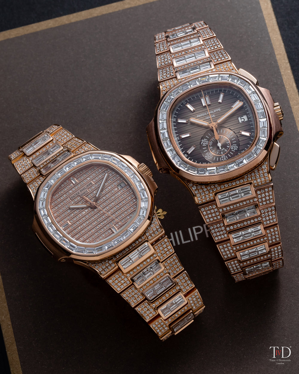 Custom Patek Philippe Nautilus Diamond Pair