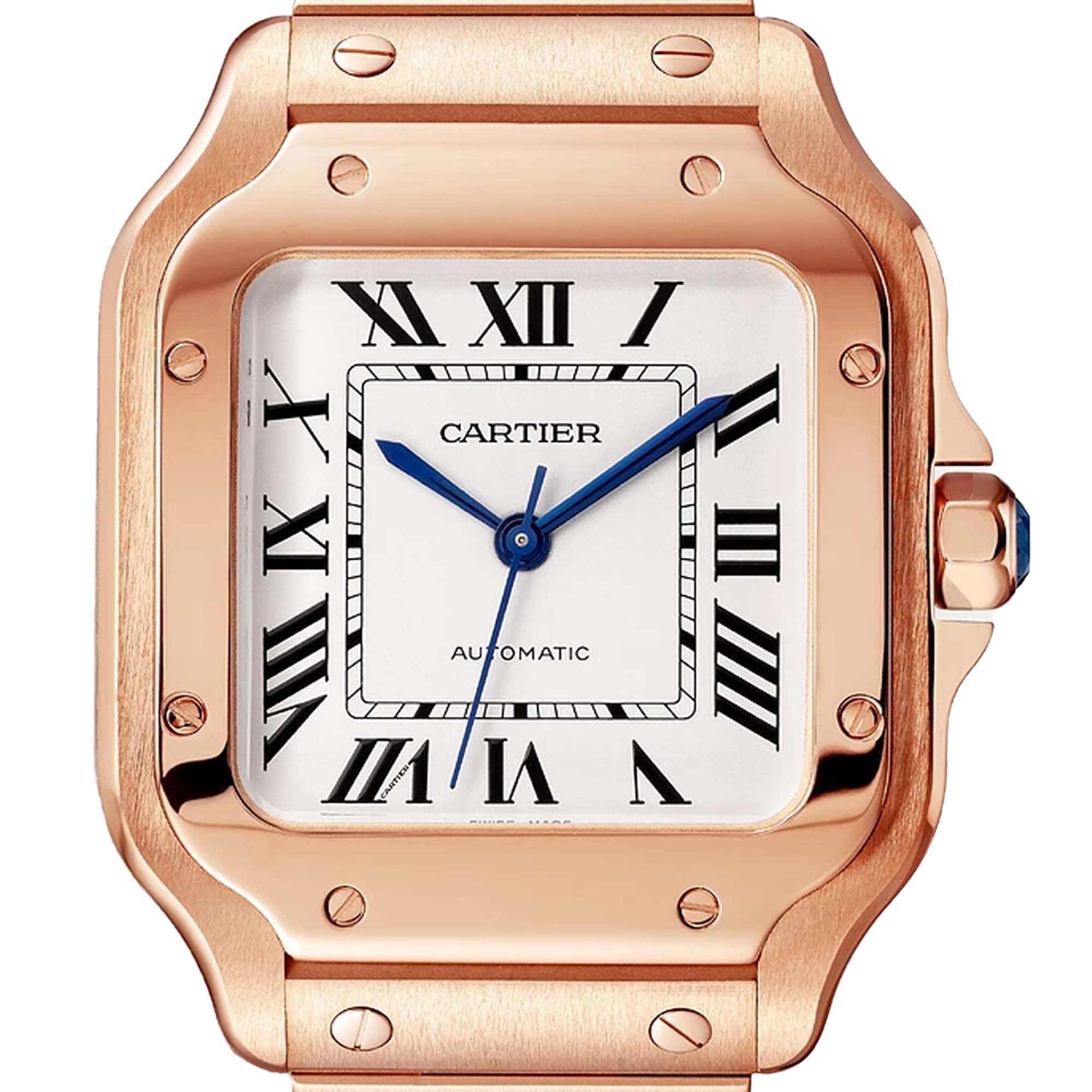 Santos De Cartier Rose Gold White Dial Medium WGSA0031 Watch