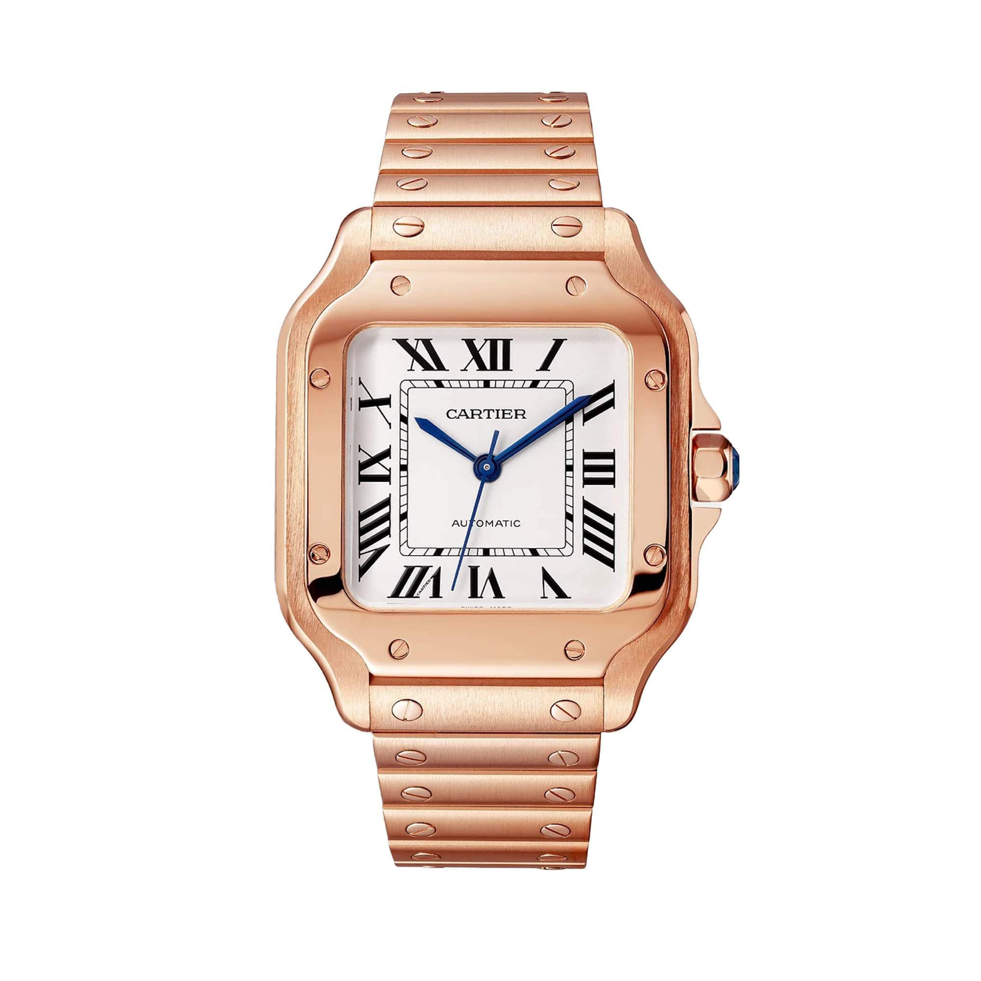 Santos De Cartier Rose Gold White Dial Medium WGSA0031 Watch