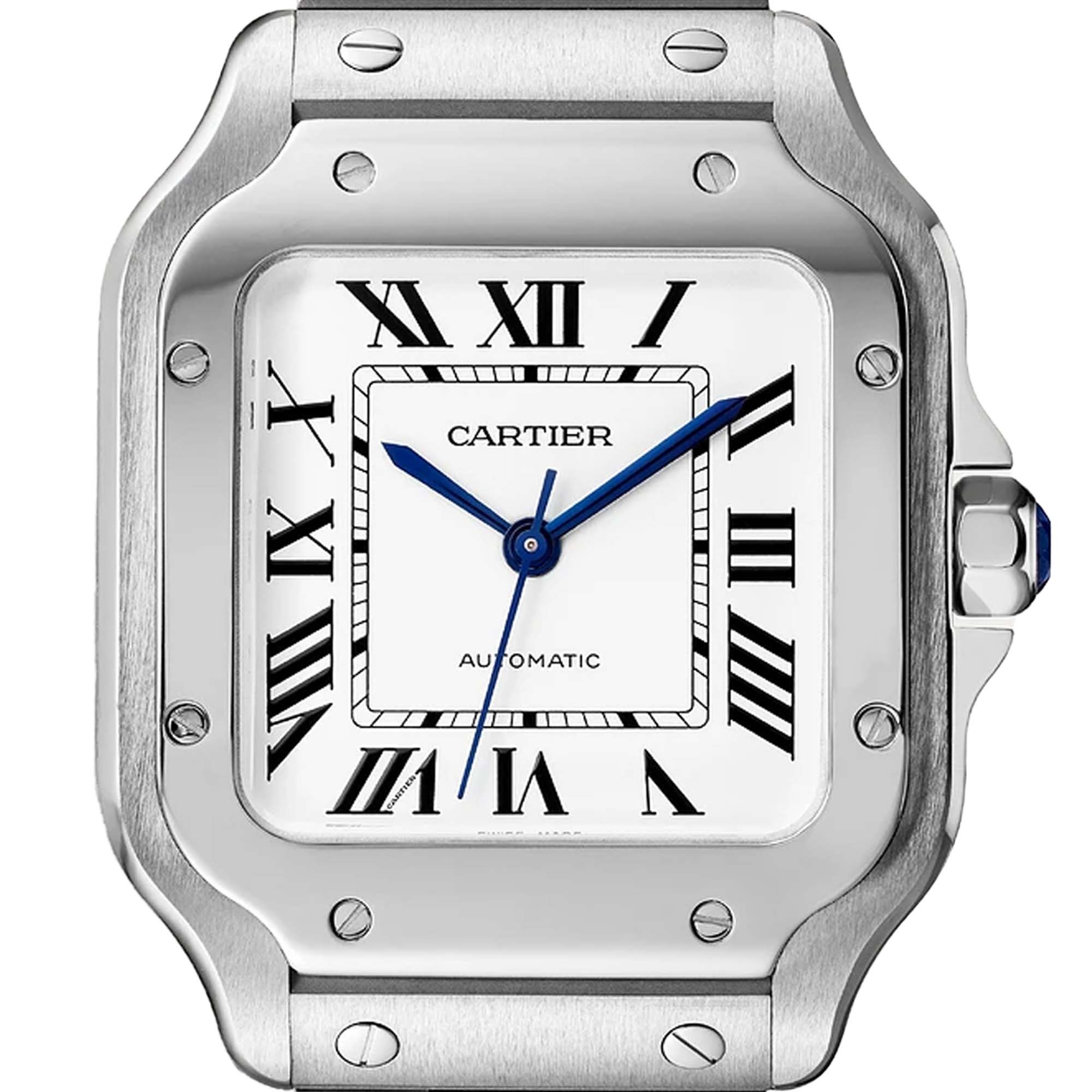 Santos De Cartier Steel White Dial Medium Watch WSSA0029