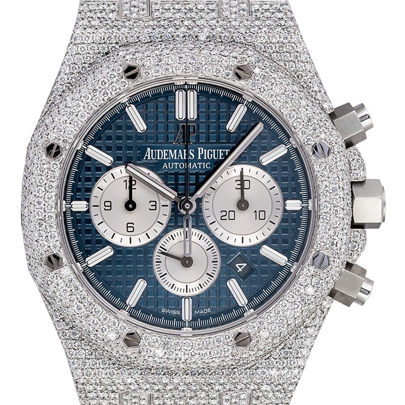 Custom Diamond Set Audemars Piguet Royal Oak Chronograph Steel with blue dial 26331ST.OO.1220ST.01