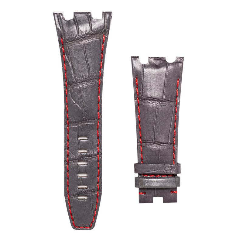 Audemars Piguet Royal Oak Offshore Black Alligator Leather Custom Strap with Red Stitching 42mm