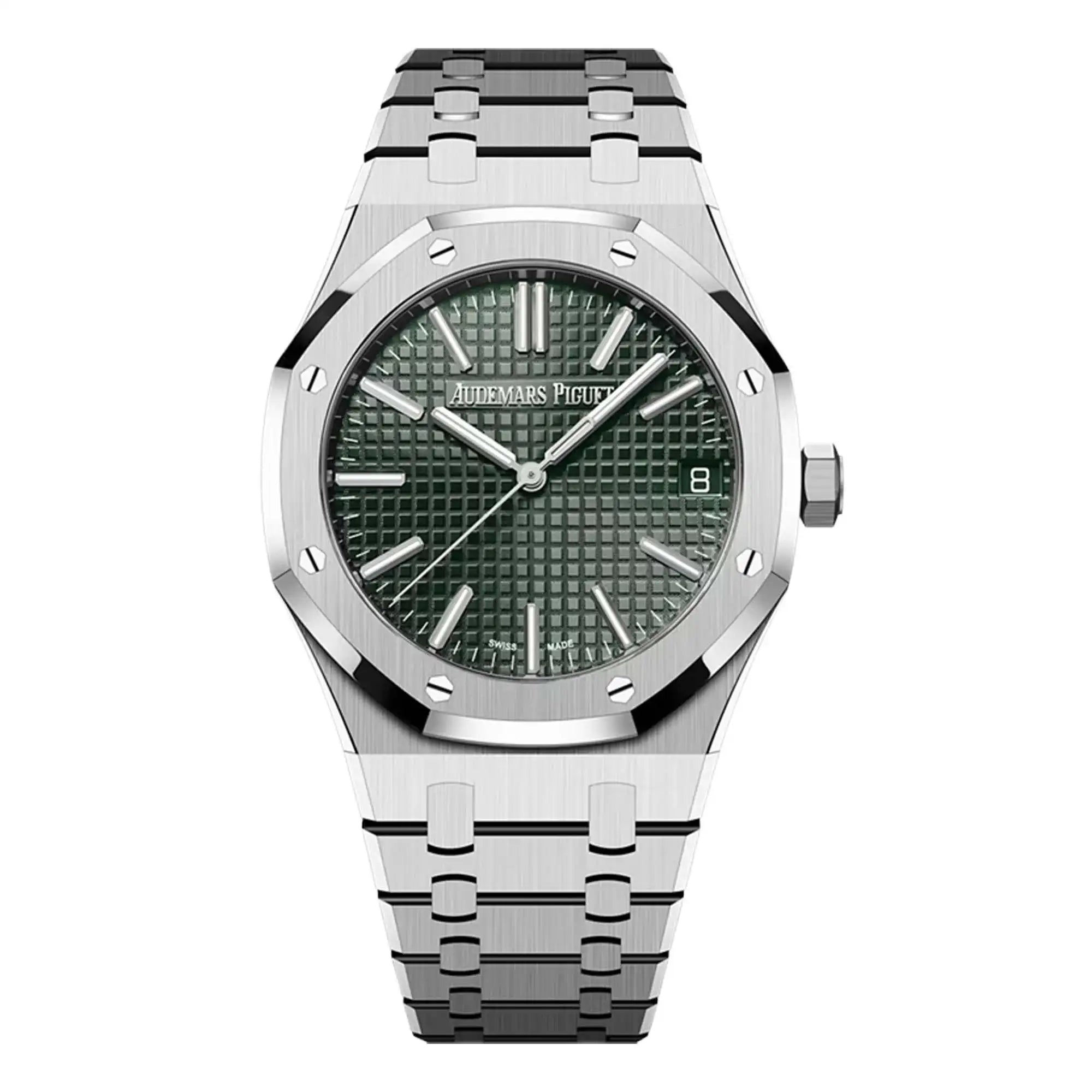 Full view AP Royal 41 Steel Green Dial 15510ST.OO.1320ST.09 Watch