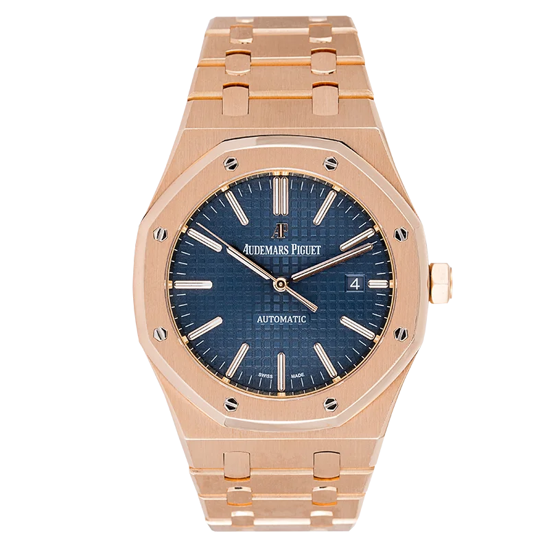 Full view of AP Royal Oak 41mm Full Rose Gold Blue Dial 15400OR.OO.1220OR.03