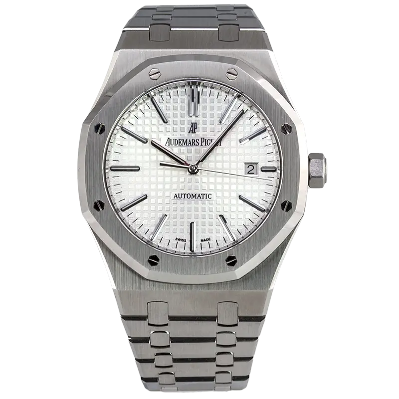Full view of AP Royal Oak 41mm Steel White Dial 15400ST.OO.1220ST.02
