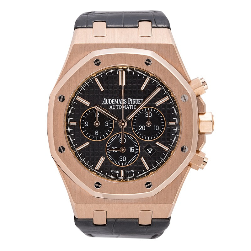 Audemars Piguet Royal Oak Chronograph Rose Gold 41mm Black Leather Strap 26320OR.OO.D002CR.01.
