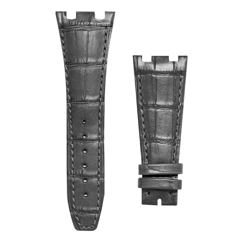 AP Royal Oak Offshore Black Alligator Leather Custom Strap with Black Stitching 42mm