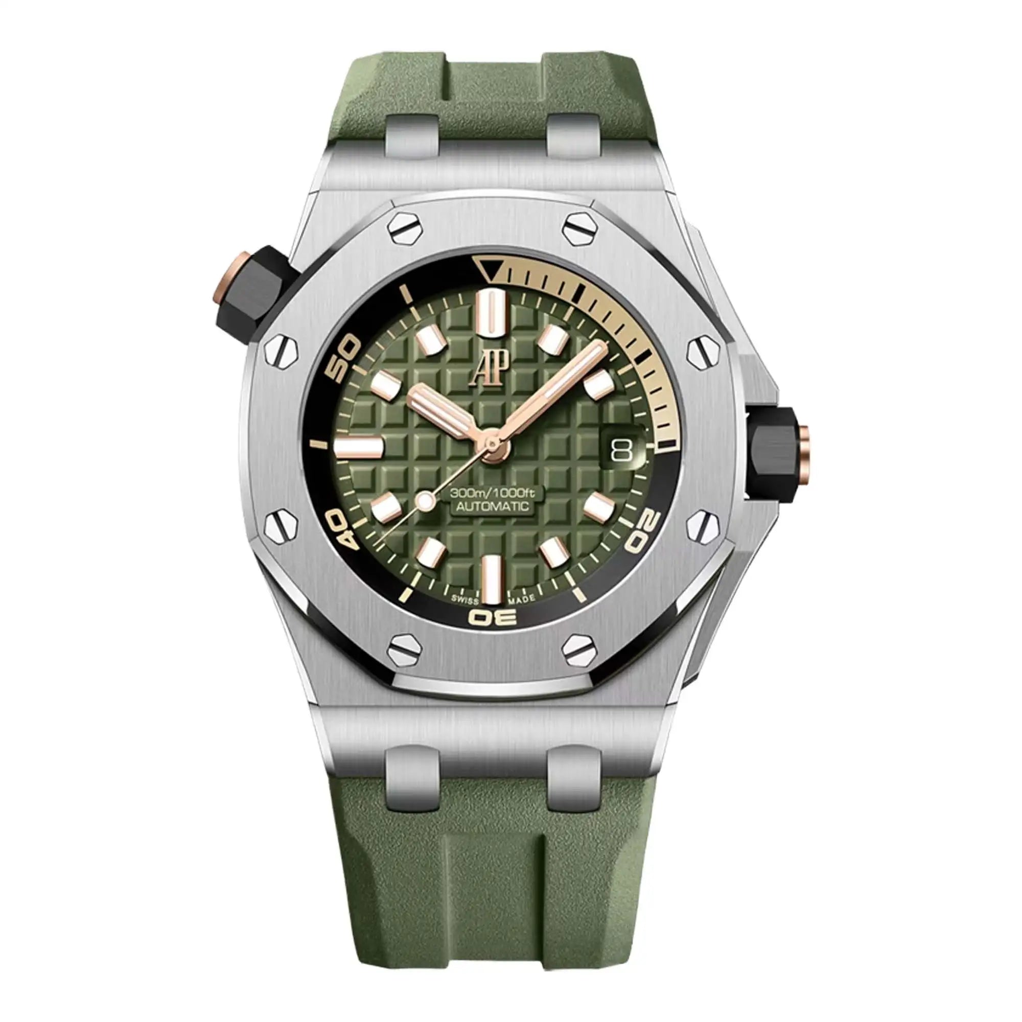 Full view of AP Royal Oak Offshore Diver Khaki Dial 15720ST.OO.A052CA.01