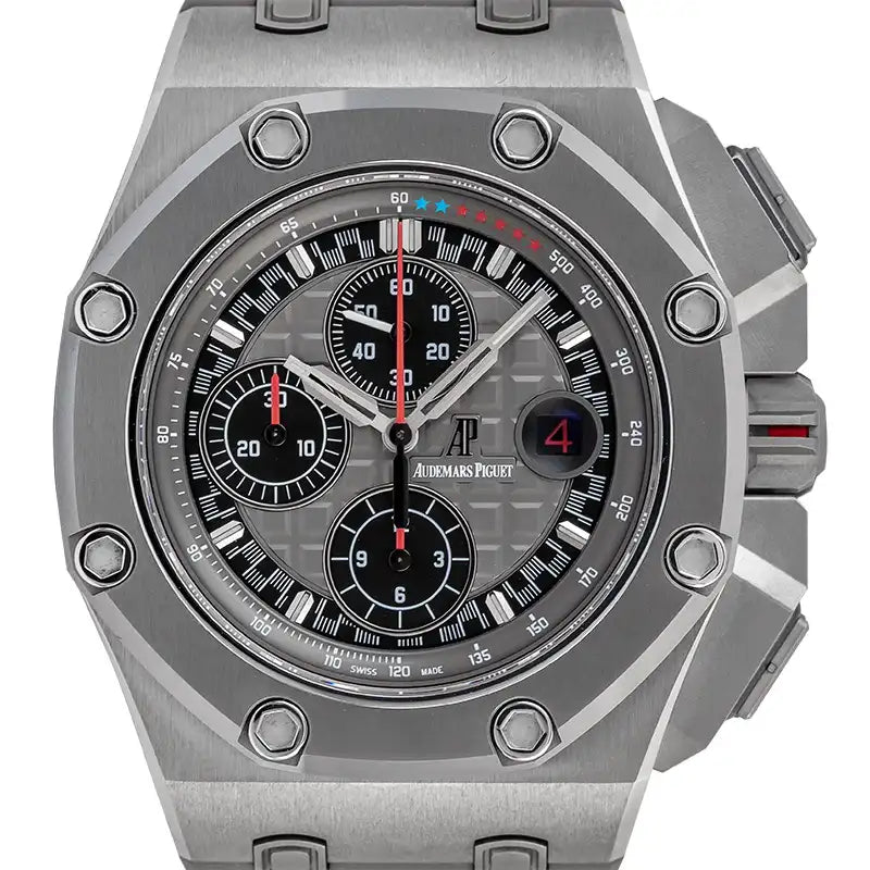 Close up of Audemars Piguet Royal Oak Offshore Michael Schumacher Titanium Limited Edition 26568IM.OO.A004CA.01