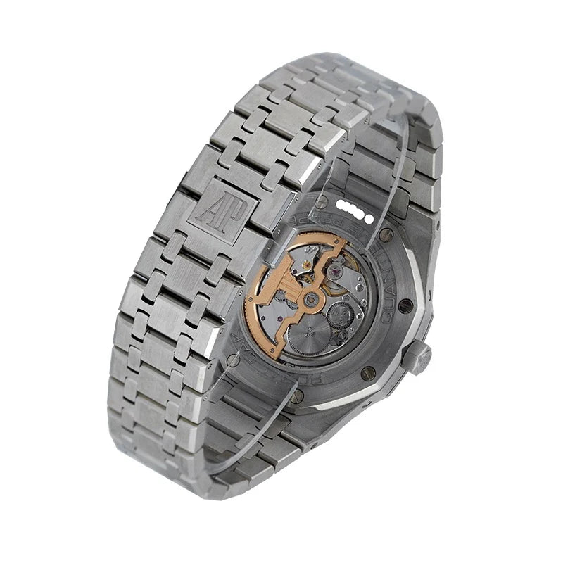 Back case view of AP Royal Oak Perpetual Calendar Blue Dial 26574ST.OO.1220ST.02