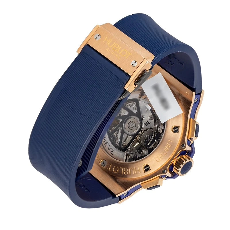 Back view of Hublot Big Bang 44mm Rose Gold Blue Dial 301.PX.7123.RB.LBJ09