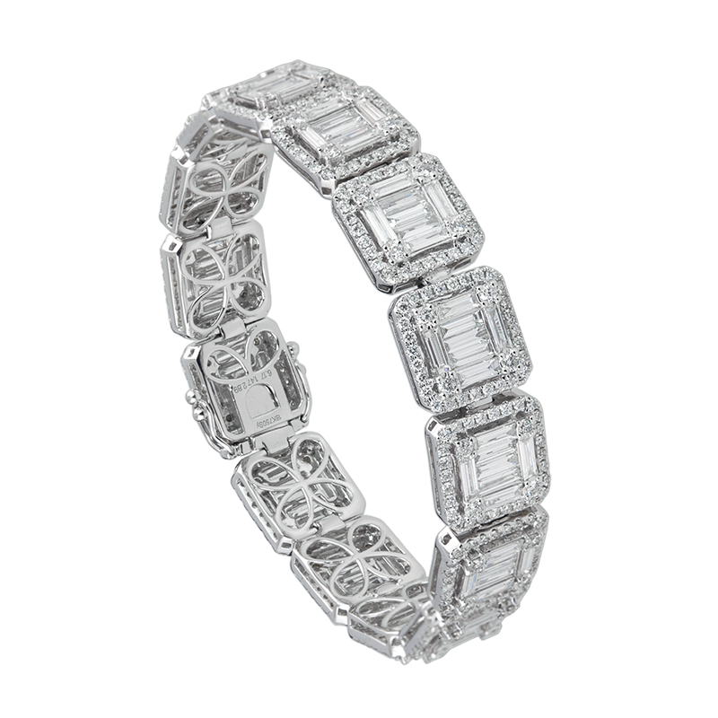 T4D White Gold Diamond Squared Bracelet